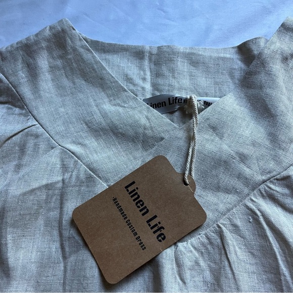 NWT LINEN LIFE Ivory linen v neck short sleeve tunic top - Picture 6 of 8